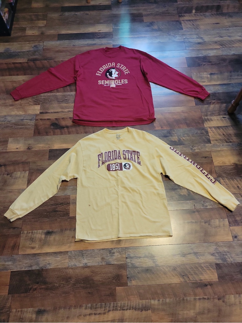 Lot of 2 FSU long sleeve shirts XL 1 great condition the other is ok.